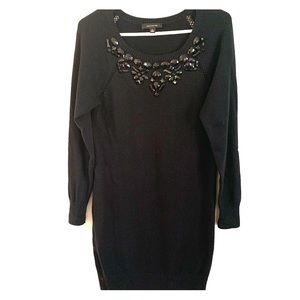 Ann Taylor Black Knit Dress with Jewel Detail 🖤